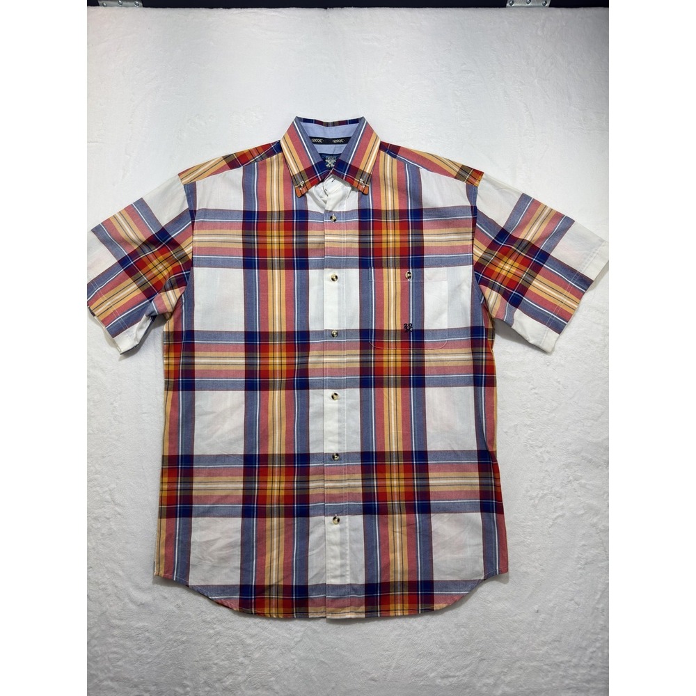 Wrangler Twenty X Shirt Mens Medium Multicolor Plaid Short Sleeve Button‎ Front